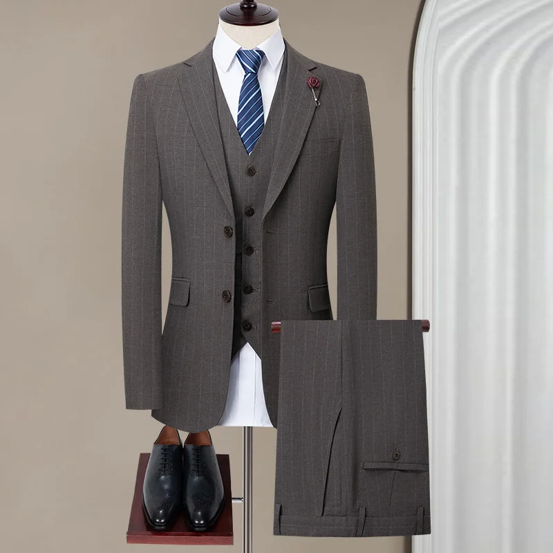 KIDWHXR Men 3-piece Set Retro Striped Turn Down Collar Blazer Man Single-breasted Vest Straight-leg Pant Male Business Suits
KIDWHXR Men 3-piece Set Retro Striped Turn Down Collar Blazer Man Single-breasted Vest Straight-leg Pant Male Business Suits