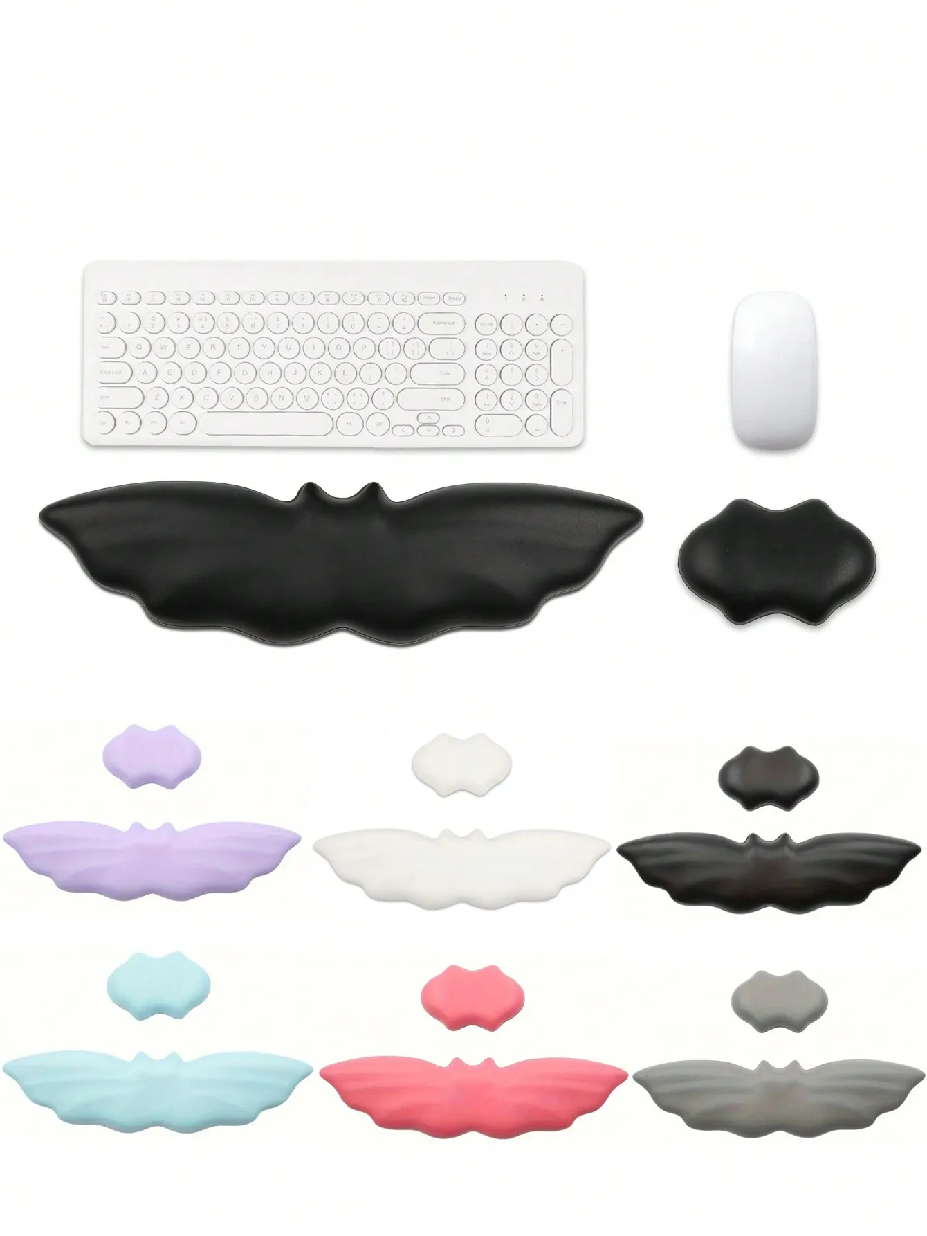 A set of bat-shaped PU leather keyboard wrist rest and mouse wrist pads to support your hands and relieve fatigue.
A set of bat-shaped PU leather keyboard wrist rest and mouse wrist pads to support your hands and relieve fatigue.