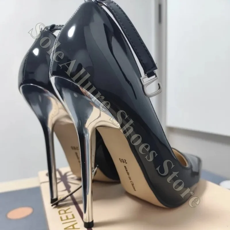 Women Silver Metallic Pointed Toe High Heel Pumps Ankle Strap Buckle Stiletto Party Dress Evening Shoes
Women Silver Metallic Pointed Toe High Heel Pumps Ankle Strap Buckle Stiletto Party Dress Evening Shoes