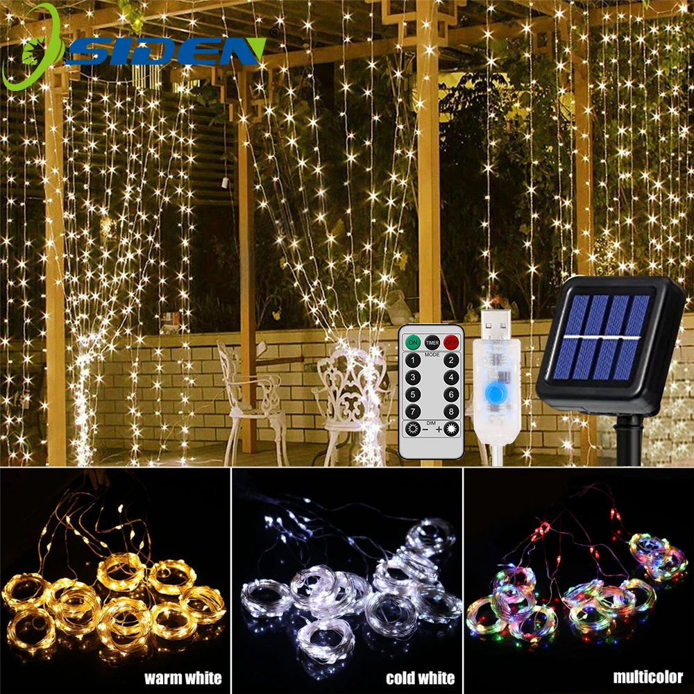 Solar Curtain String Lights 3M USB Power Fairy Lights 8 Mode Holiday Garland Lamp Outdoor Yard Christmas Decor String Lights
Solar Curtain String Lights 3M USB Power Fairy Lights 8 Mode Holiday Garland Lamp Outdoor Yard Christmas Decor String Lights