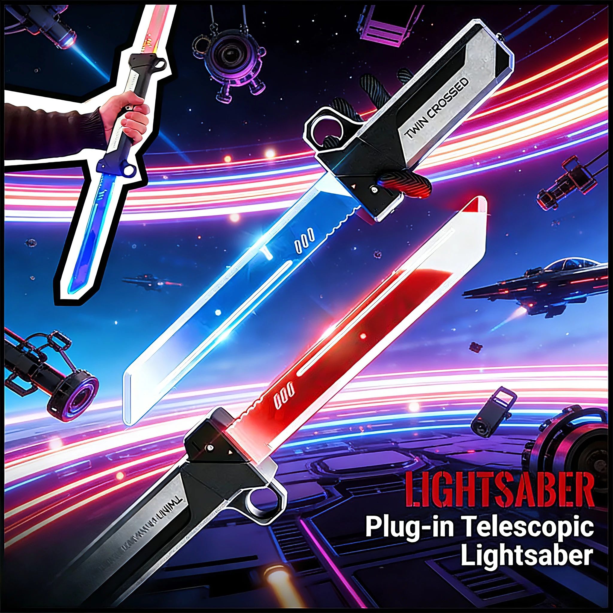 LED double-edged light saber toy, with stretchable strap and plug-in design,Relief Device,Gift decorations,Varied gameplay.
LED double-edged light saber toy, with stretchable strap and plug-in design,Relief Device,Gift decorations,Varied gameplay.