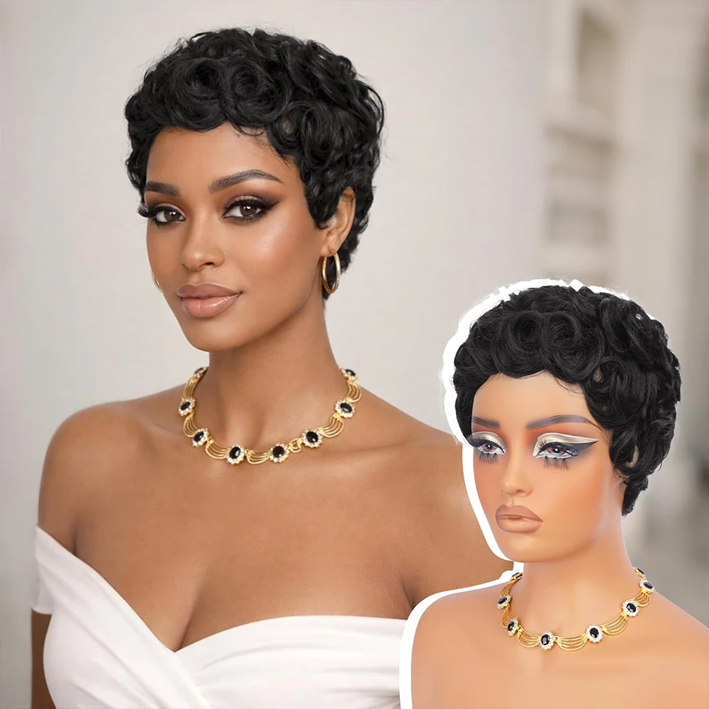 Short Curly Pixie Cut Wigs for Women Short Bob None Lace Front Full Machine Made Wig Human Hair Wear and Go Glueless Black Wigs On Clearance Sale
Short Curly Pixie Cut Wigs for Women Short Bob None Lace Front Full Machine Made Wig Human Hair Wear and Go Glueless Black Wigs On Clearance Sale