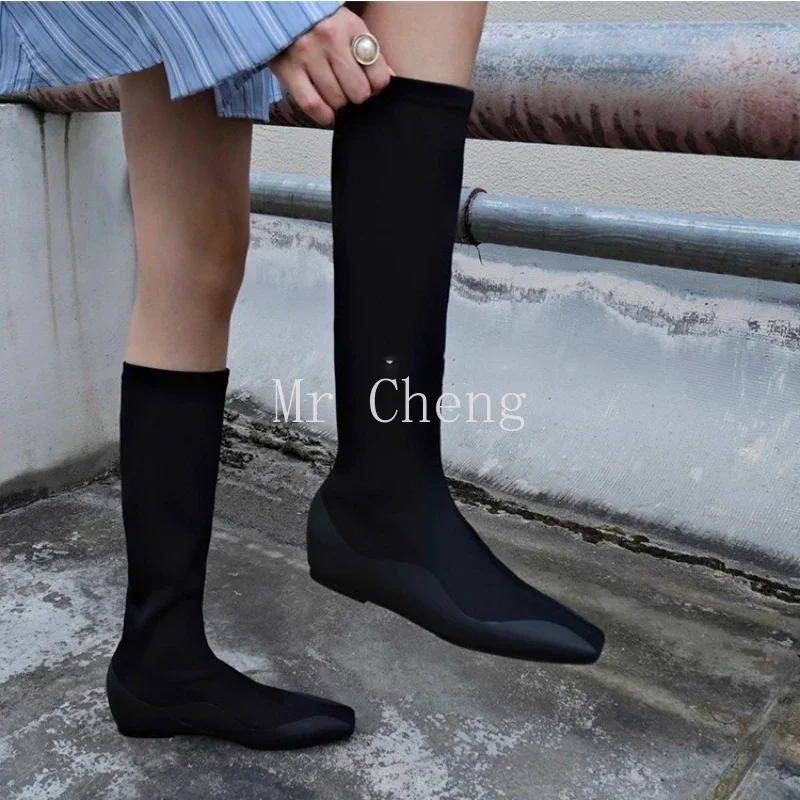 New Black Stretch Long Boots Women Square Toe Slip On Flat Runway Shoes Woman Street Style Comfort Knee-High Boots Woman
New Black Stretch Long Boots Women Square Toe Slip On Flat Runway Shoes Woman Street Style Comfort Knee-High Boots Woman