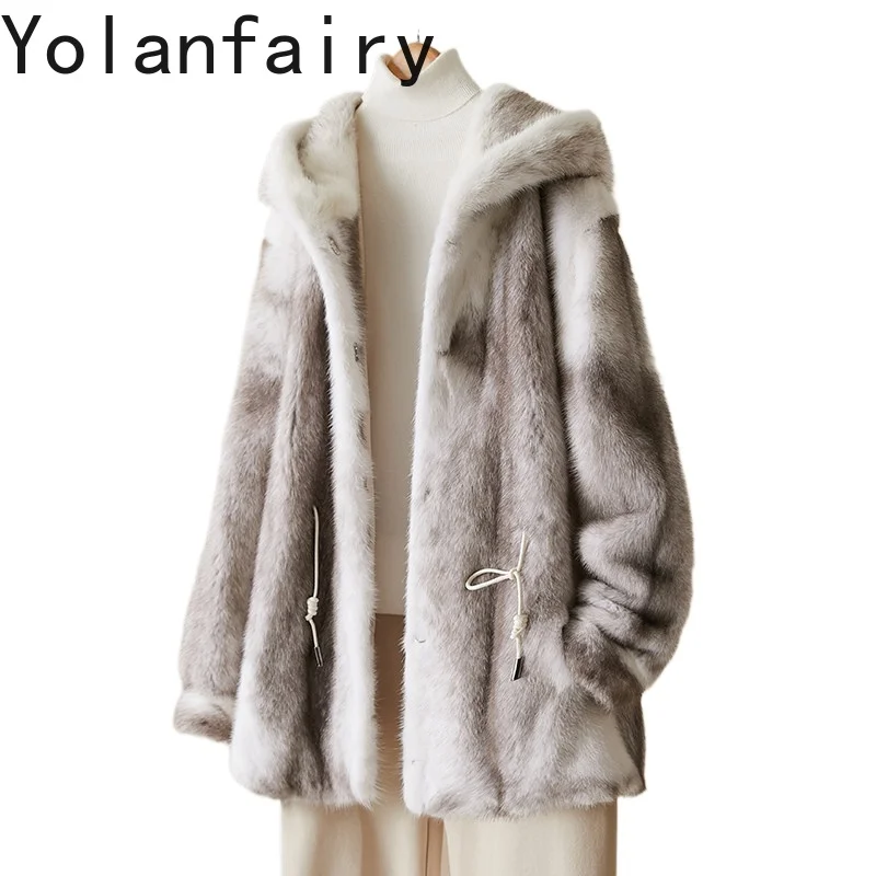 YOLANFAIRY High-end Natural Fur Coat Woman Winter Hooded Elegant Whole Cross Mink Real Fur Coats Fashion Mink Fur Jacket Women
YOLANFAIRY High-end Natural Fur Coat Woman Winter Hooded Elegant Whole Cross Mink Real Fur Coats Fashion Mink Fur Jacket Women