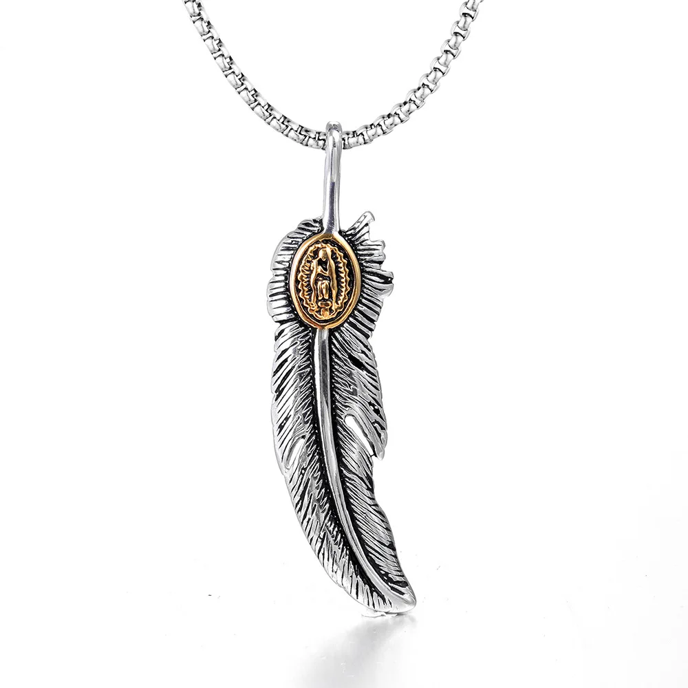 Japanese Vintage Personalized Fashion Feather Stainless Steel Trendy Men's Pendant Necklace Chain
Japanese Vintage Personalized Fashion Feather Stainless Steel Trendy Men's Pendant Necklace Chain