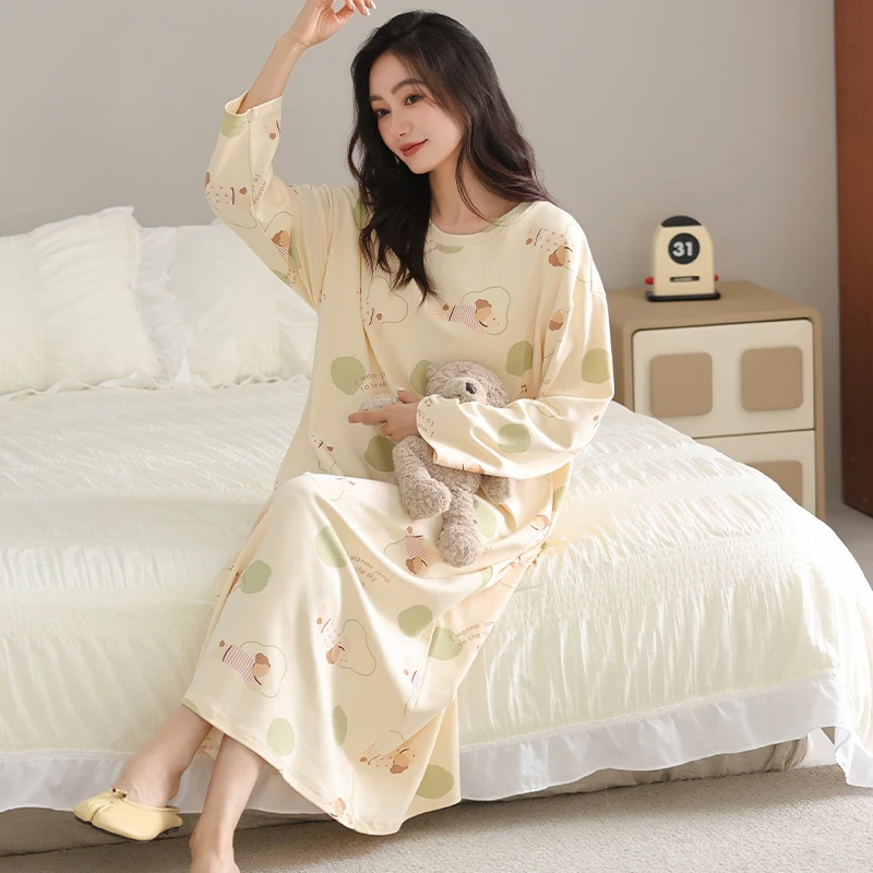 Новейшая женская ночная рубашка с длинным рукавом, 100% хлопок, для сна
Новейшая женская ночная рубашка с длинным рукавом, 100% хлопок, для сна