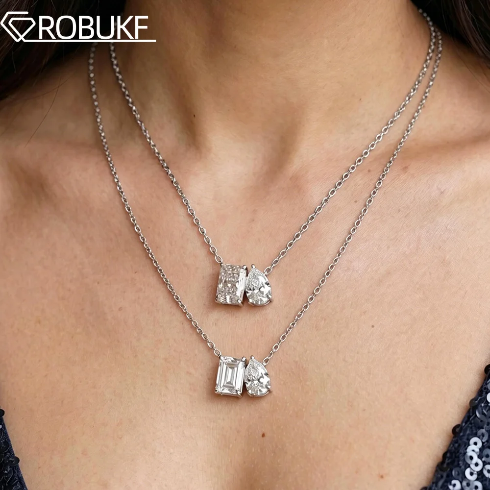 2cttw/5cttw Moissanite Pendant Necklace for Women Emerald/Radiant & Pear Cut Diamond S925 Silver 2 Stone Wedding Jewelry Gifts
2cttw/5cttw Moissanite Pendant Necklace for Women Emerald/Radiant & Pear Cut Diamond S925 Silver 2 Stone Wedding Jewelry Gifts