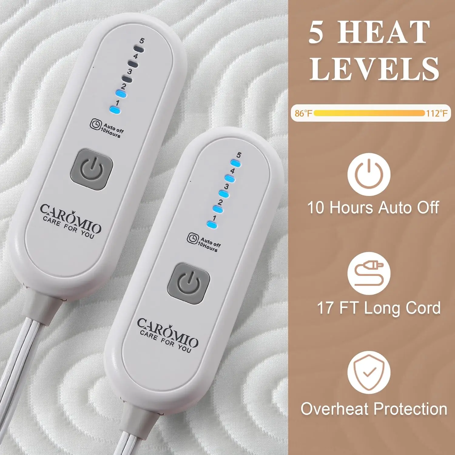 Caromio Queen Heated Mattress Pad - Air Layer Electric Mattress Pad Cover Queen Size With Dual Control 5 Heat Settings & 10 Hr
Caromio Queen Heated Mattress Pad - Air Layer Electric Mattress Pad Cover Queen Size With Dual Control 5 Heat Settings & 10 Hr