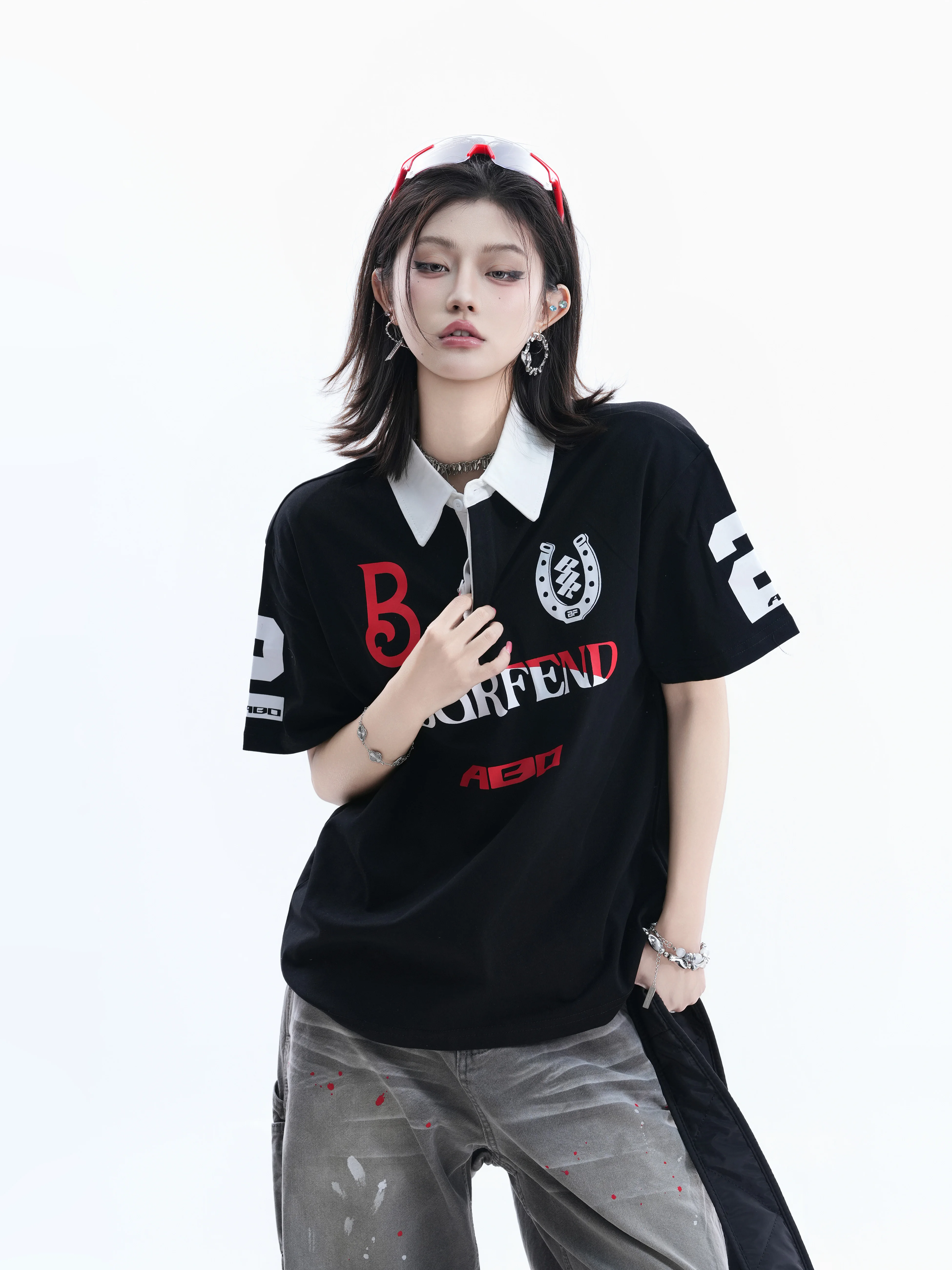 Retro American Shirt Women's Turn-down Collar Short Sleeve Digital Print High Street Fashion Casual Cotton T-shirt
Retro American Shirt Women's Turn-down Collar Short Sleeve Digital Print High Street Fashion Casual Cotton T-shirt