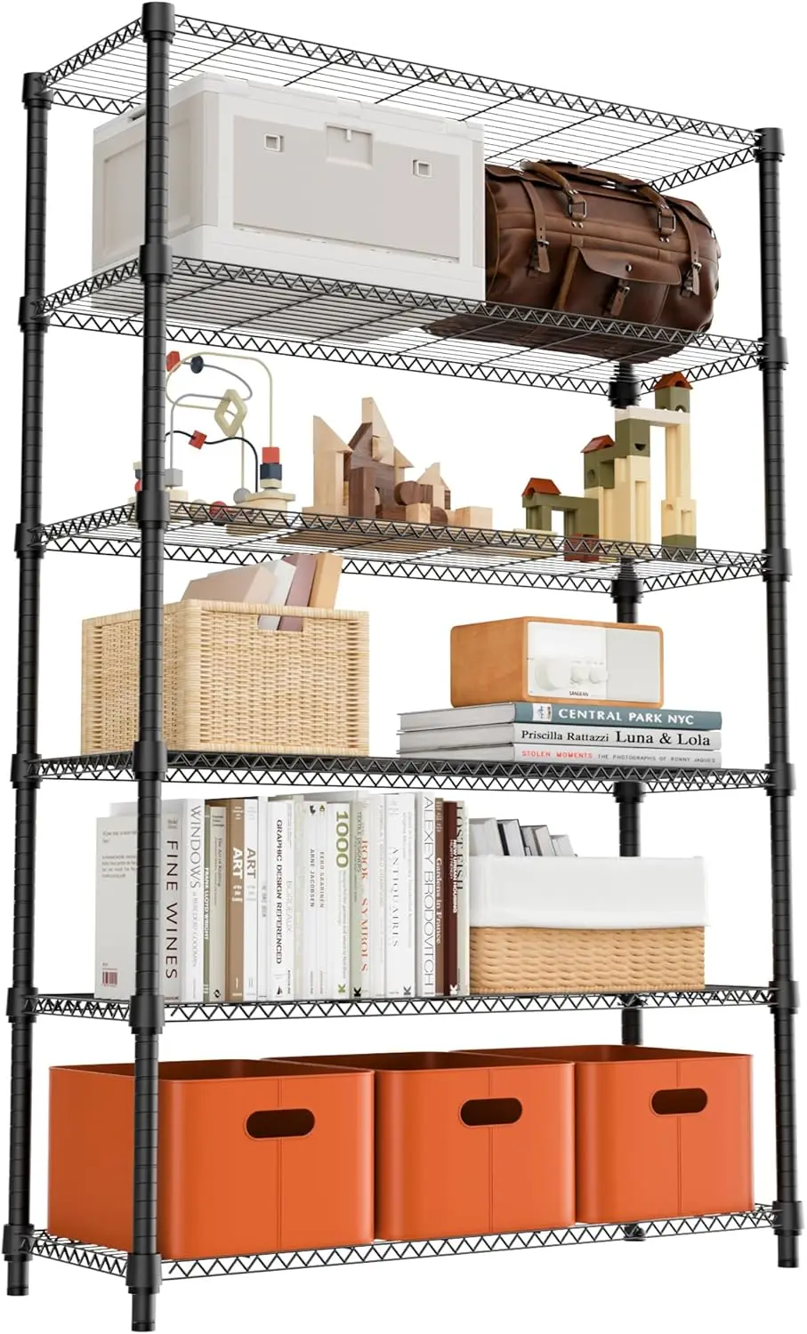 2100Lbs Capacity 6-Tier Heavy Duty Storage Shelves, Adjustable Wire Shelving Unit for Garage, Kitchen, Pantry, Black 17.7"D x 47.2"W x 82.4"H
2100Lbs Capacity 6-Tier Heavy Duty Storage Shelves, Adjustable Wire Shelving Unit for Garage, Kitchen, Pantry, Black 17.7"D x 47.2"W x 82.4"H