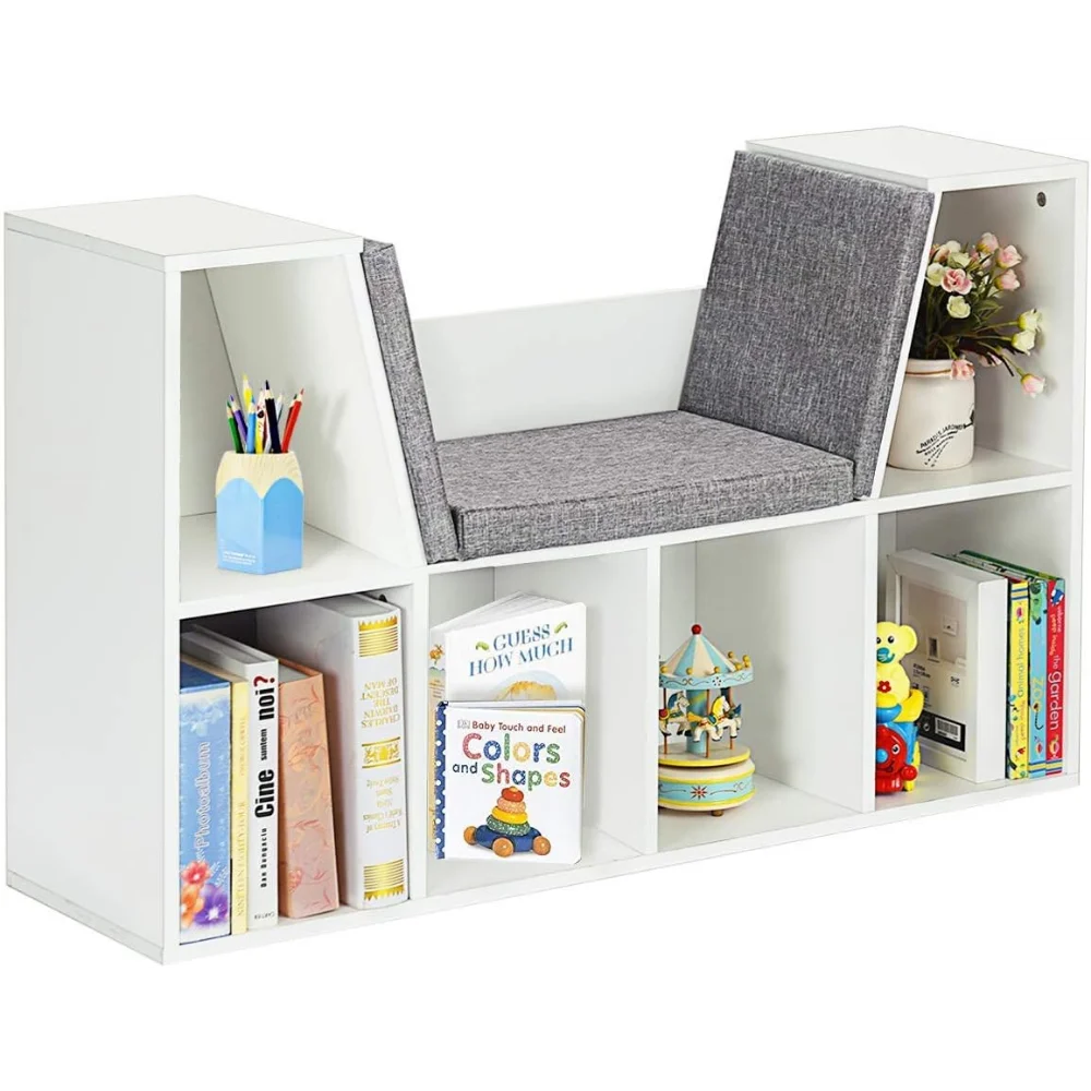 Kids Bookshelf with Reading Nook, 6 Cubby Bookcase with Soft Seat Cushion, Wooden Toy Storage Organizer
Kids Bookshelf with Reading Nook, 6 Cubby Bookcase with Soft Seat Cushion, Wooden Toy Storage Organizer