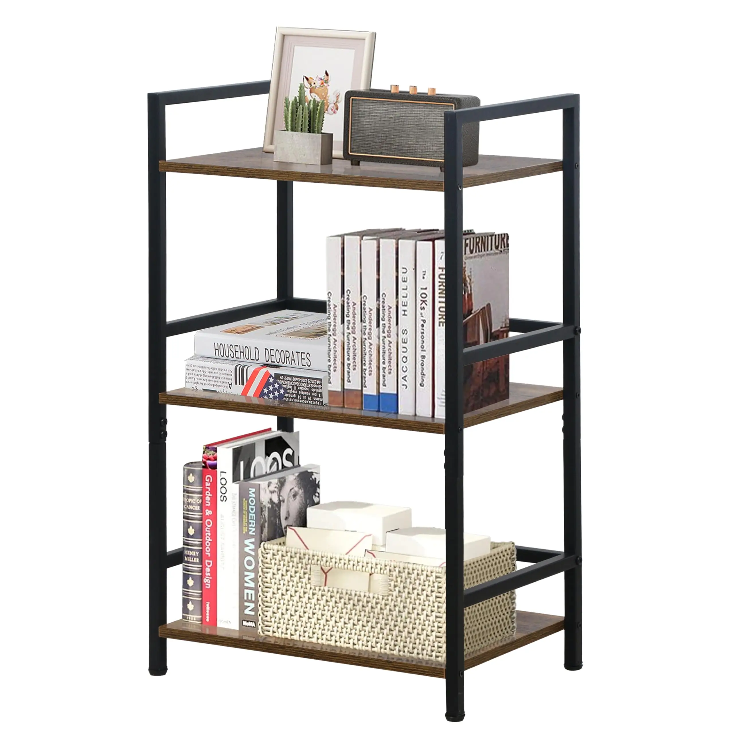 Three-Tier Industrial Metal Bookshelf With Wood Shelves For Living Room Bedroom Office Rustic Brown Finish
Three-Tier Industrial Metal Bookshelf With Wood Shelves For Living Room Bedroom Office Rustic Brown Finish