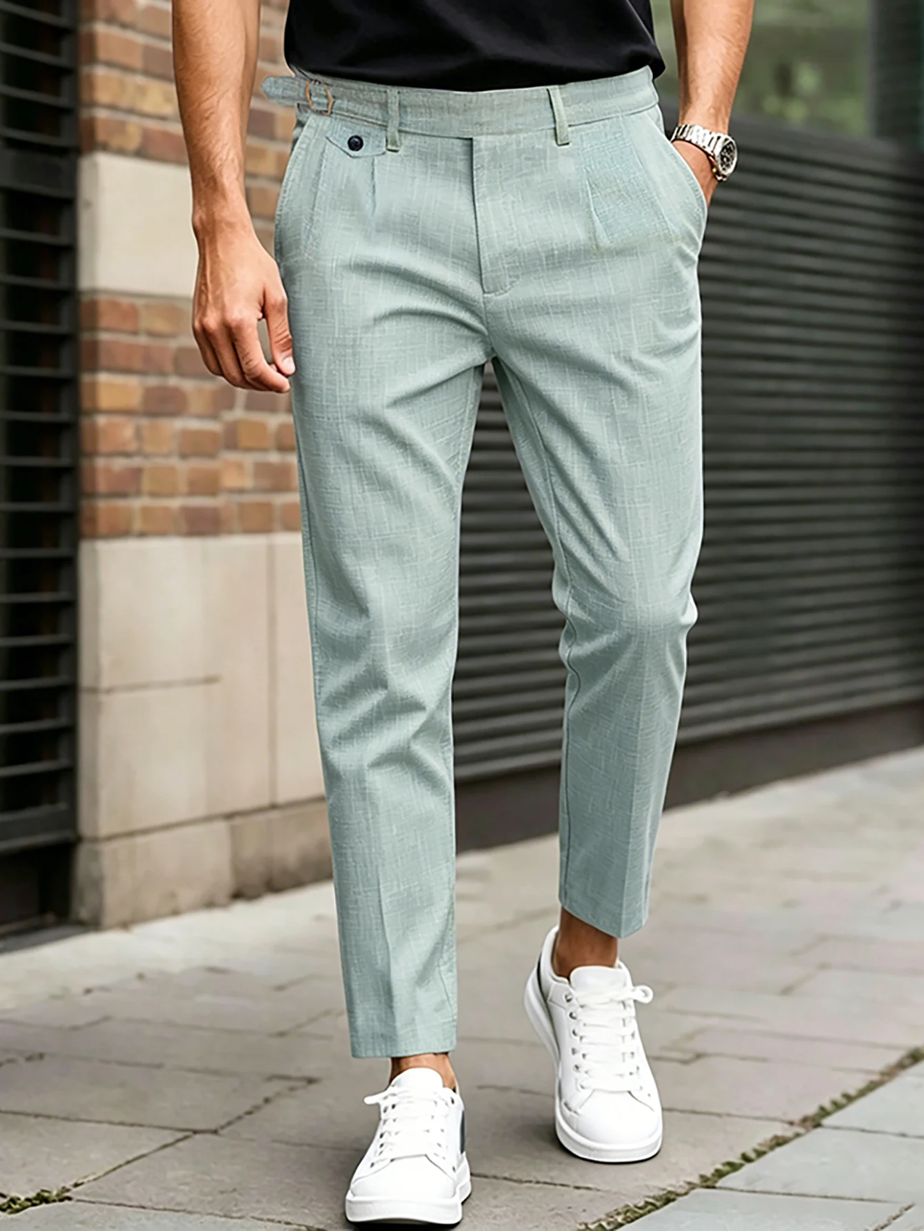 Mens Business Casual High Waist Pleated Textured Cropped Suit Trousers Soft Stretch Ankle Dress Pants Viscose Polyester Spandex
Mens Business Casual High Waist Pleated Textured Cropped Suit Trousers Soft Stretch Ankle Dress Pants Viscose Polyester Spandex