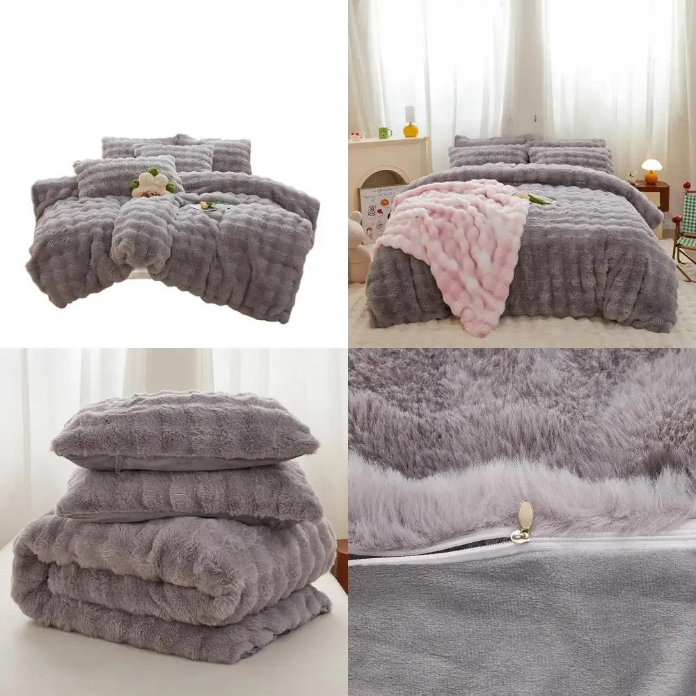 Queen Size Rabbit Plush Bedding Set: 3-Piece Shaggy Velvet Flannel Duvet Cover & Pillowcases
Queen Size Rabbit Plush Bedding Set: 3-Piece Shaggy Velvet Flannel Duvet Cover & Pillowcases