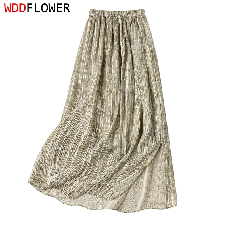 Women Skirt 58.2% Mulberry Silk 41.8% Viscose Crinkle Silk Golden Shiny Straight Skirt Party Evening Dress M1622
Women Skirt 58.2% Mulberry Silk 41.8% Viscose Crinkle Silk Golden Shiny Straight Skirt Party Evening Dress M1622