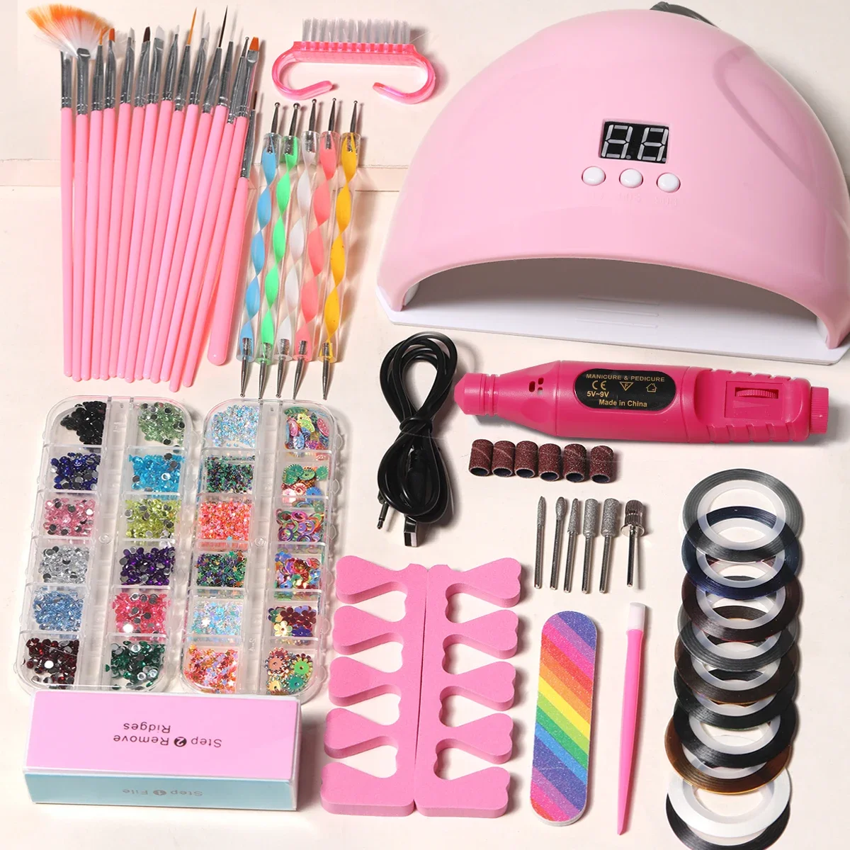 YIKOOLIN 46-Piece Essential Manicure Tool Set With LED UV Nail Lamp Gel Curing Machine Electric Nail File Drill Manicure Tools
YIKOOLIN 46-Piece Essential Manicure Tool Set With LED UV Nail Lamp Gel Curing Machine Electric Nail File Drill Manicure Tools