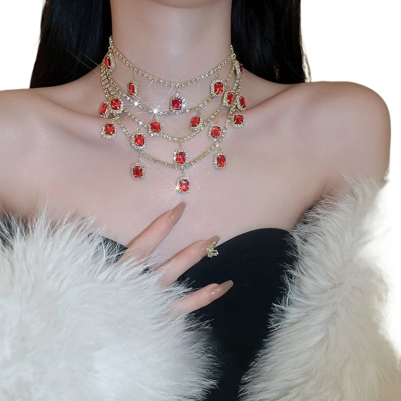 *Red gemstone necklace new 2024 popular retro collarbone chain for women with a high-end feel
*Red gemstone necklace new 2024 popular retro collarbone chain for women with a high-end feel