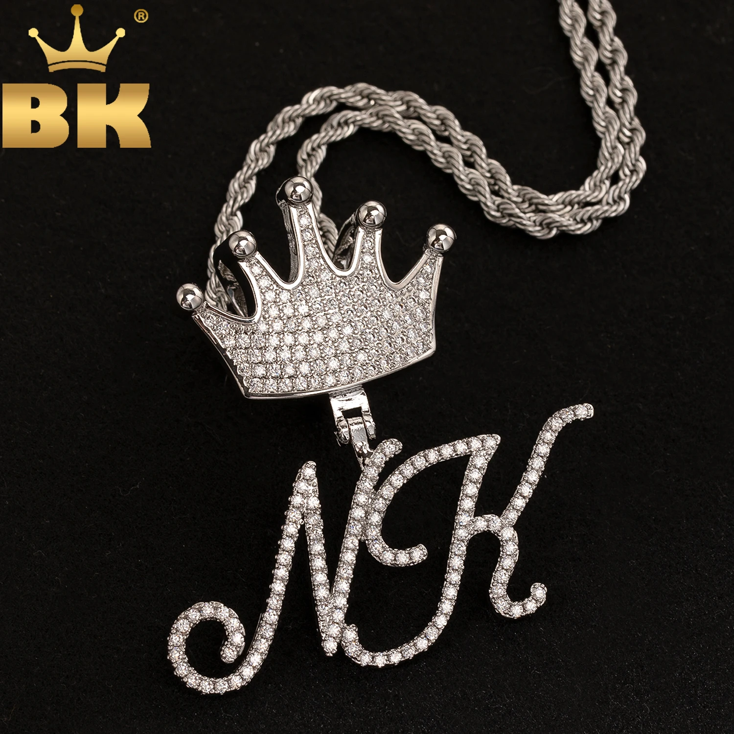 TBTK Custom Crown Bail Slim Cursive Letters Numbers Pendant Necklace Iced Out Cubic Zircon Nameplate Luxury HipHop Jewelry
TBTK Custom Crown Bail Slim Cursive Letters Numbers Pendant Necklace Iced Out Cubic Zircon Nameplate Luxury HipHop Jewelry