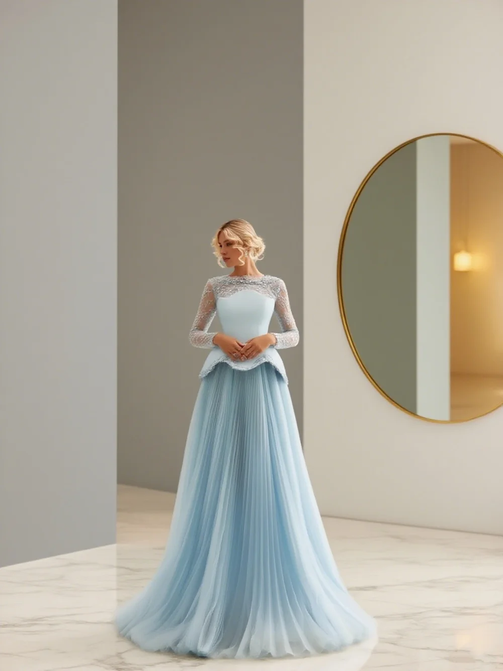 Elegant Long-Sleeved Evening Dress Luxurious Round-Neck Beaded Party Gown Romantic Crystal A-Line Floor-Length Party Dress فس
Elegant Long-Sleeved Evening Dress Luxurious Round-Neck Beaded Party Gown Romantic Crystal A-Line Floor-Length Party Dress فس