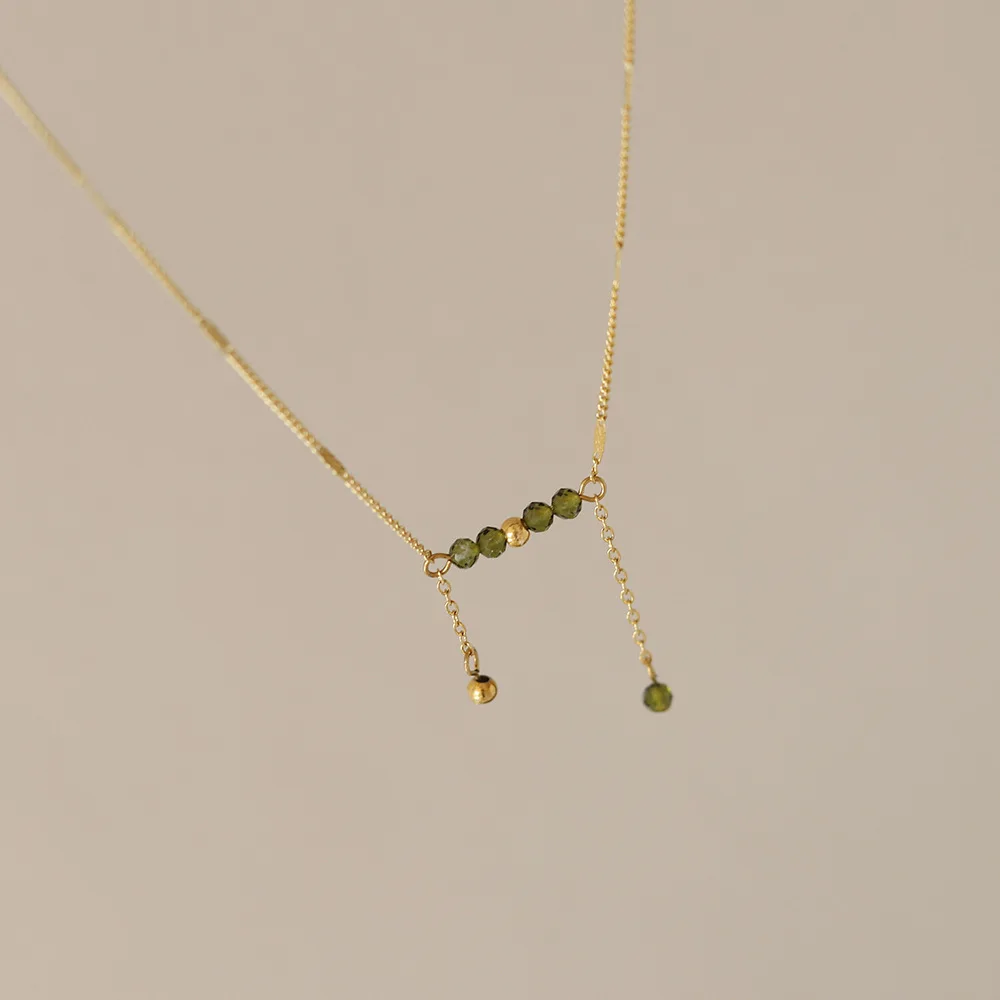 316L Titanium Steel Plated 18K Gold Fresh Tassel Olive Green Crystal Pendant Necklace for Women Simple Versatile Banquet Jewelry
316L Titanium Steel Plated 18K Gold Fresh Tassel Olive Green Crystal Pendant Necklace for Women Simple Versatile Banquet Jewelry
