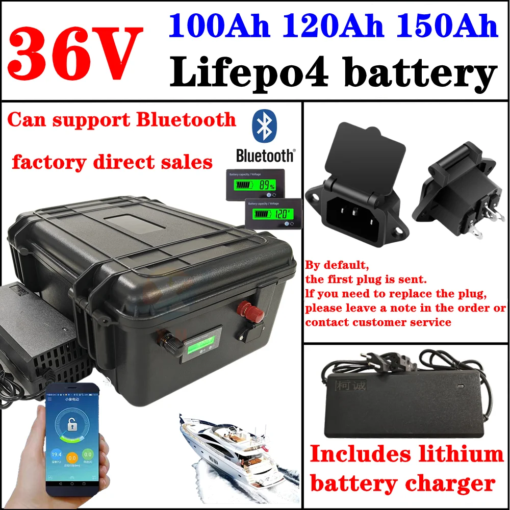 36V 100Ah 120Ah 150AH 100A 120A 150A lifepo4 lithium battery pack with bluetooth BMS for 2000W 3000W 4000w golf cart boat
36V 100Ah 120Ah 150AH 100A 120A 150A lifepo4 lithium battery pack with bluetooth BMS for 2000W 3000W 4000w golf cart boat