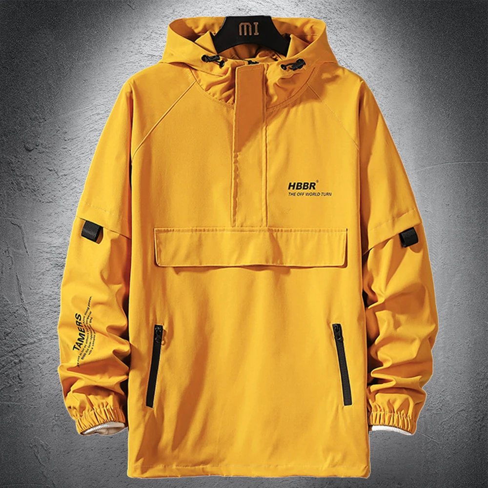 Men's Windbreaker Jacket Pullover Hooded Jackets Hip Hop Streetwear Spring Autumn Trendy Thin Male Casual Coat Yellow Outerwear
Men's Windbreaker Jacket Pullover Hooded Jackets Hip Hop Streetwear Spring Autumn Trendy Thin Male Casual Coat Yellow Outerwear