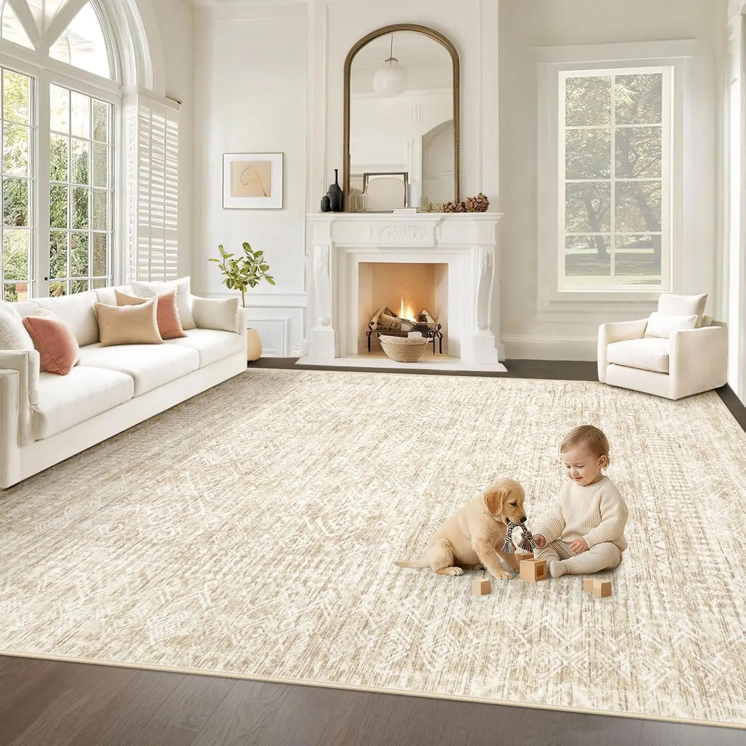 Washable 8x10 Rug: Non-Slip, Stain Resistant, Soft Low Pile, Boho Geometric for Living Room Bedroom (Beige, 8'x10')
Washable 8x10 Rug: Non-Slip, Stain Resistant, Soft Low Pile, Boho Geometric for Living Room Bedroom (Beige, 8'x10')