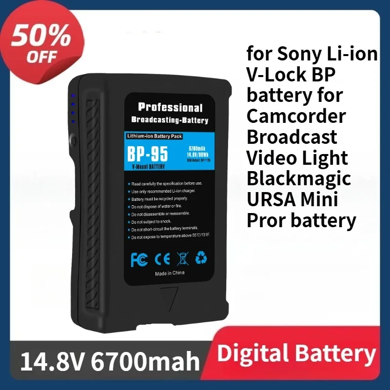 V Mount BP-95 Battery for Sony Li-ion V-Lock BP for Camcorder Broadcast Video Light Blackmagic URSA Mini Pror Battery
V Mount BP-95 Battery for Sony Li-ion V-Lock BP for Camcorder Broadcast Video Light Blackmagic URSA Mini Pror Battery