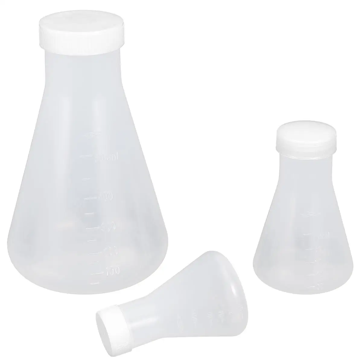 3Pcs Plastic Flask Conical Flask with Screw for Laboratory Students Experiment Chemistry White (50ml+100ml+500ml)
3Pcs Plastic Flask Conical Flask with Screw for Laboratory Students Experiment Chemistry White (50ml+100ml+500ml)