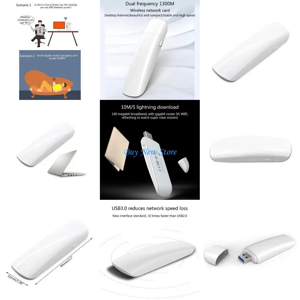 20CE Dual Band AC1300 Wi-Fi Card 2.4G/5GHz USB Adapter Card For Windows