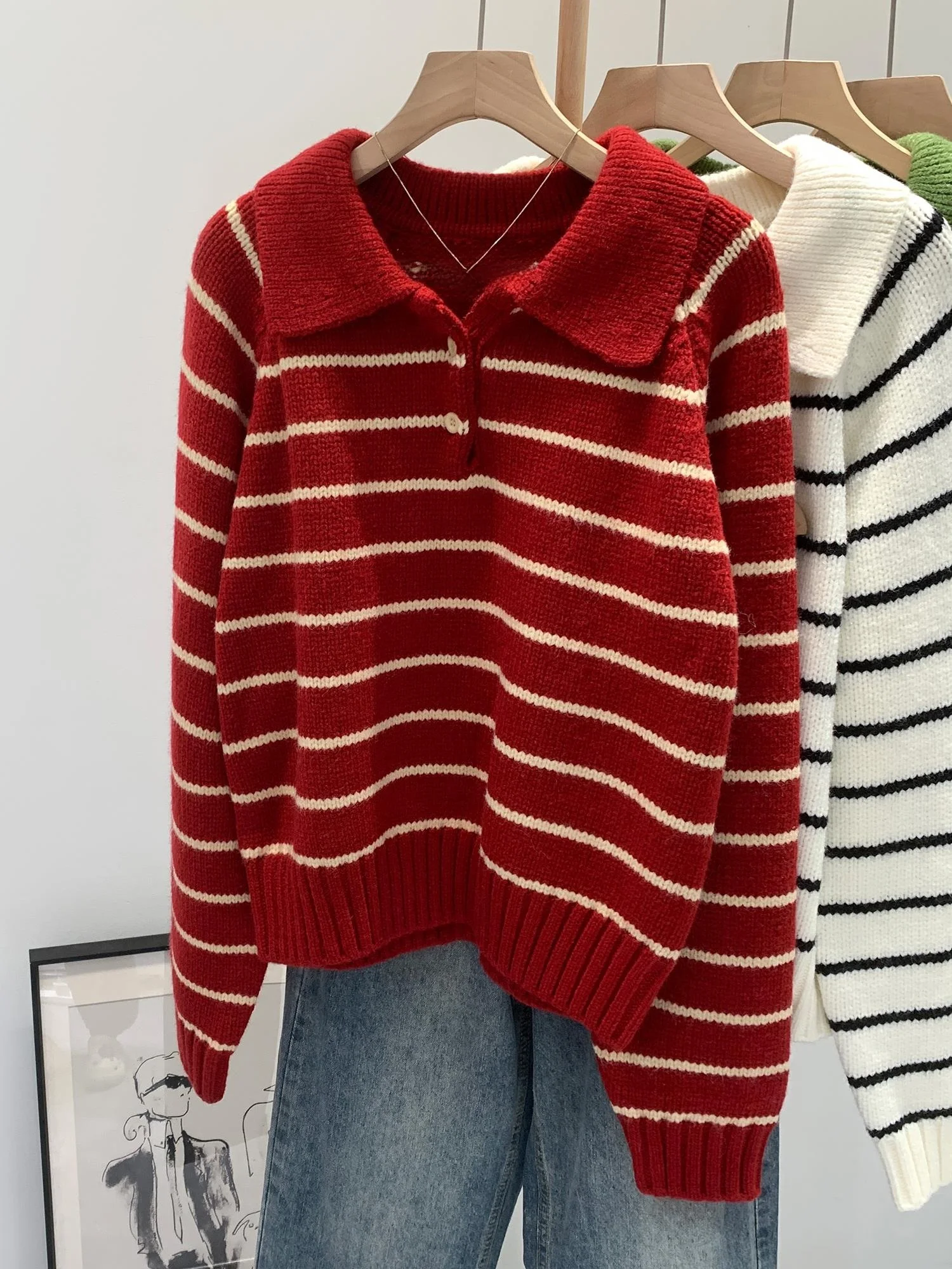 Loose Women's Knitted Sweater with Collar Autumn Winter een Striped Base irt Inner Wear Casual Loose Fit Sle
Loose Women's Knitted Sweater with Collar Autumn Winter een Striped Base irt Inner Wear Casual Loose Fit Sle