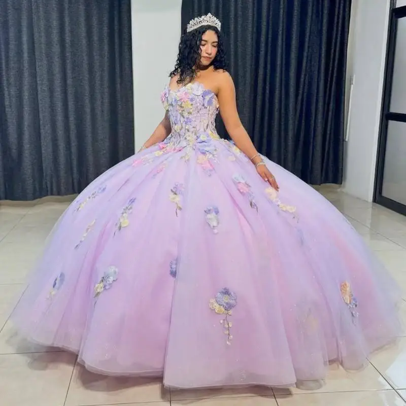 Customized Lavender Purple Appliques 15 Quinceanera Ball Gown Strapless Tulle Flower Lacing up Train Vestido De Graduaction
Customized Lavender Purple Appliques 15 Quinceanera Ball Gown Strapless Tulle Flower Lacing up Train Vestido De Graduaction