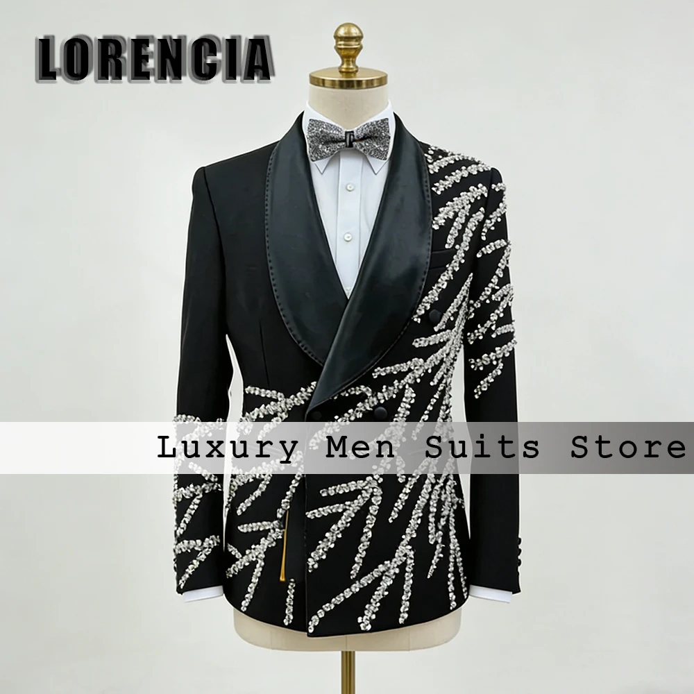 Elegant Diamond Men Suits 2 Pcs Shawl Collar Tuxedos Set Wedding Party Outfits Customized Blazer Pants jaqueta masculina couro
Elegant Diamond Men Suits 2 Pcs Shawl Collar Tuxedos Set Wedding Party Outfits Customized Blazer Pants jaqueta masculina couro