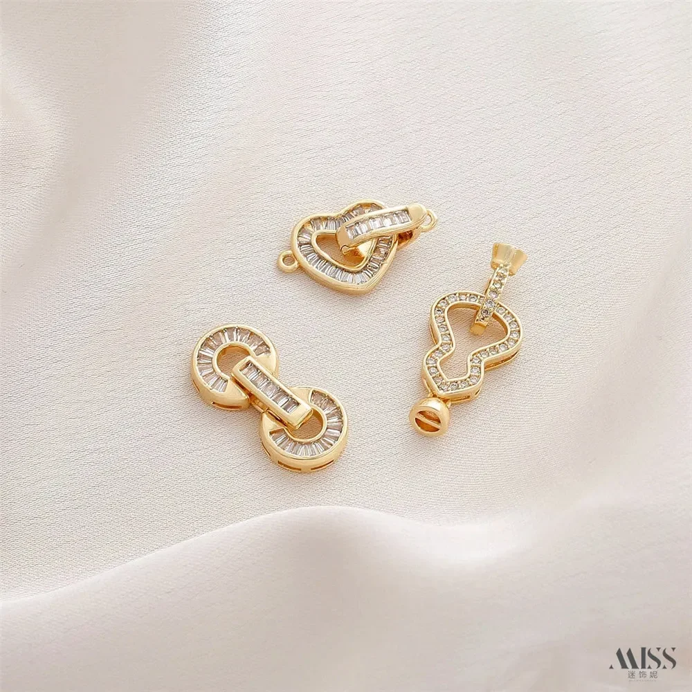 14K Gold Color Double Round Peach Heart Gourd Inlaid with Zircon Buckle End Connection Buckle DIY Bracelet Necklace Accessories
14K Gold Color Double Round Peach Heart Gourd Inlaid with Zircon Buckle End Connection Buckle DIY Bracelet Necklace Accessories