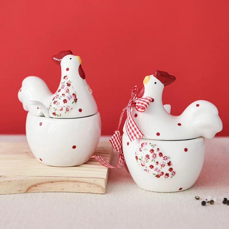 Red Floral Rooster Ceramic Storage Jar, Sealed Lid Creative Chicken Shape Container, for Kitchen Spice Sugar Salt Biscuit Snack
Red Floral Rooster Ceramic Storage Jar, Sealed Lid Creative Chicken Shape Container, for Kitchen Spice Sugar Salt Biscuit Snack