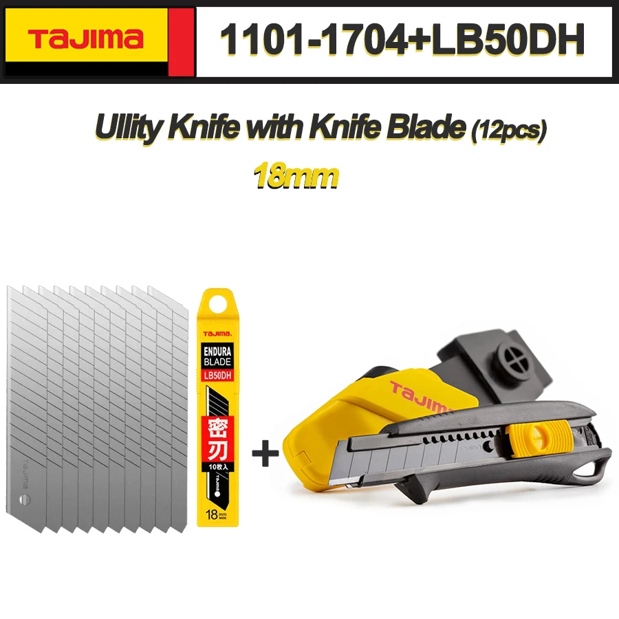 TAJIMA 1101-1704+LB50DH Professional Utility Knife with 18mm Replaceable Bldade Self Locking Heavy Duty Pocket Knife
TAJIMA 1101-1704+LB50DH Professional Utility Knife with 18mm Replaceable Bldade Self Locking Heavy Duty Pocket Knife