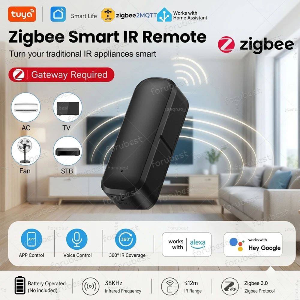 ZigBee Smart IR Remote Control Universal Infrared Remote Controller for Smart Home work with Alexa Google Home Tuya Z2M Need Hub
ZigBee Smart IR Remote Control Universal Infrared Remote Controller for Smart Home work with Alexa Google Home Tuya Z2M Need Hub