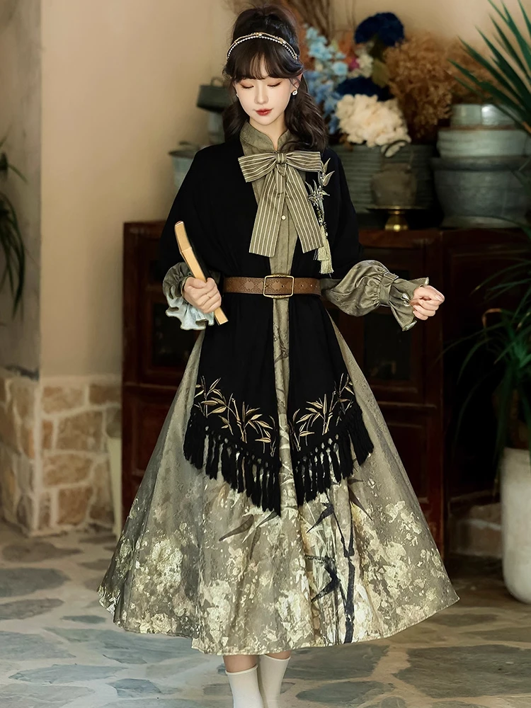 Gilded Bamboo Shadow Original Improved Hanfu Dress Lolita Girls' New Chinese Daily Shawl Han Element Dress Set Autumn/winter
Gilded Bamboo Shadow Original Improved Hanfu Dress Lolita Girls' New Chinese Daily Shawl Han Element Dress Set Autumn/winter