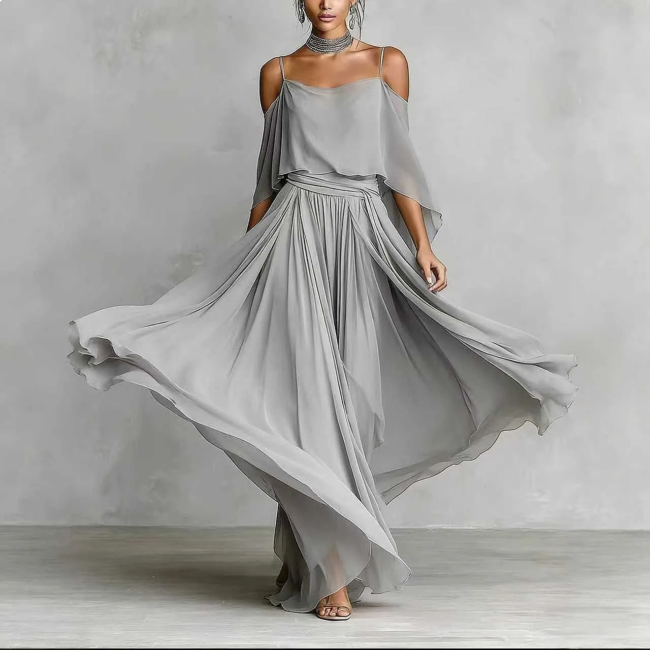 Women's Gray Off Shoulder Suspender Maxi Dress Loose Flowy Matching Set Jumpsuit Playsuit
Women's Gray Off Shoulder Suspender Maxi Dress Loose Flowy Matching Set Jumpsuit Playsuit