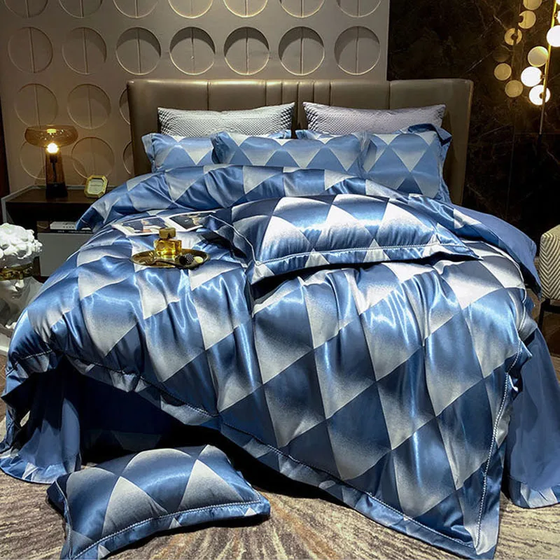 9 Colors Jacquard Luxury Bedding Set 4pcs Queen King Size European Style Reactive Print Duvet Cover Bed Sheet Pillowcase
9 Colors Jacquard Luxury Bedding Set 4pcs Queen King Size European Style Reactive Print Duvet Cover Bed Sheet Pillowcase
