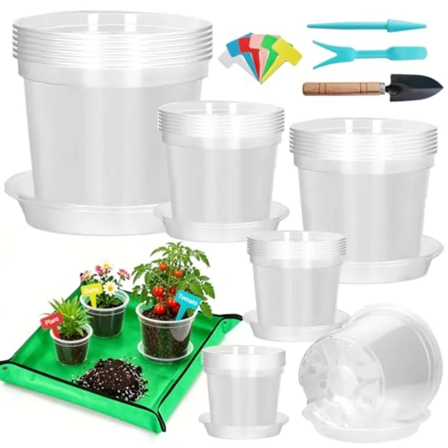 3/4/5/6/7 Inch Clear Plastic Nursery Pots with Drainage Holes and Saucers, 30Pcs Seedling Starter Flower Pots with Repotting Ma
3/4/5/6/7 Inch Clear Plastic Nursery Pots with Drainage Holes and Saucers, 30Pcs Seedling Starter Flower Pots with Repotting Ma