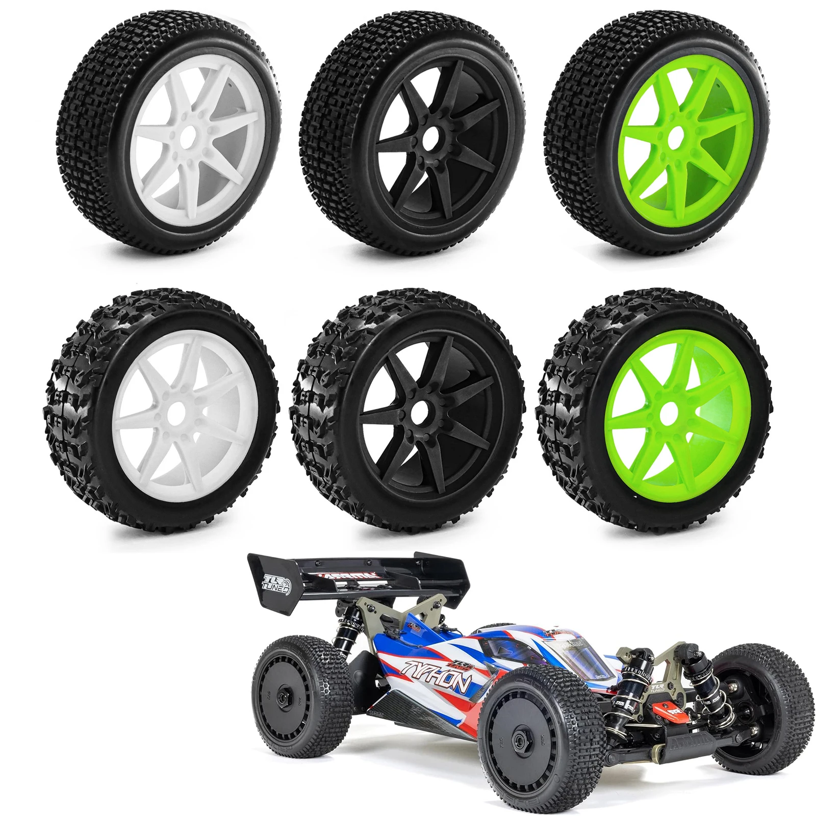 118mm Wheel&Tire Upgrade Kit with 17mm Hex Bolts for 1/8 ARRMA Typhon 3S/6S 4WD BLX, Multi-Terrain Tread Pattern
118mm Wheel&Tire Upgrade Kit with 17mm Hex Bolts for 1/8 ARRMA Typhon 3S/6S 4WD BLX, Multi-Terrain Tread Pattern