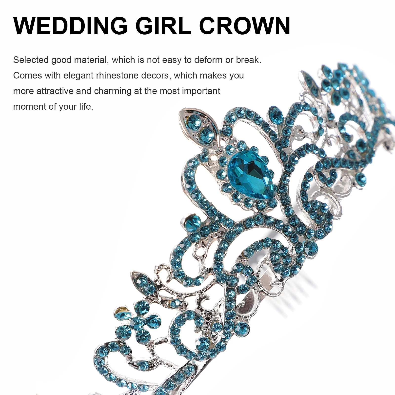 Alloy Rhinestone Crown Headdress for Women Blue Color Bridal Wedding Tiara Girls Accessories Durability Comfort
Alloy Rhinestone Crown Headdress for Women Blue Color Bridal Wedding Tiara Girls Accessories Durability Comfort