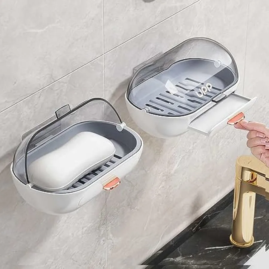 2 Pack Shower Soap Dish Holder with Lid, Bar Soap Holder with Drain, Wall Mounted Soap Box Container for Shower, Bathroom, Bath
2 Pack Shower Soap Dish Holder with Lid, Bar Soap Holder with Drain, Wall Mounted Soap Box Container for Shower, Bathroom, Bath