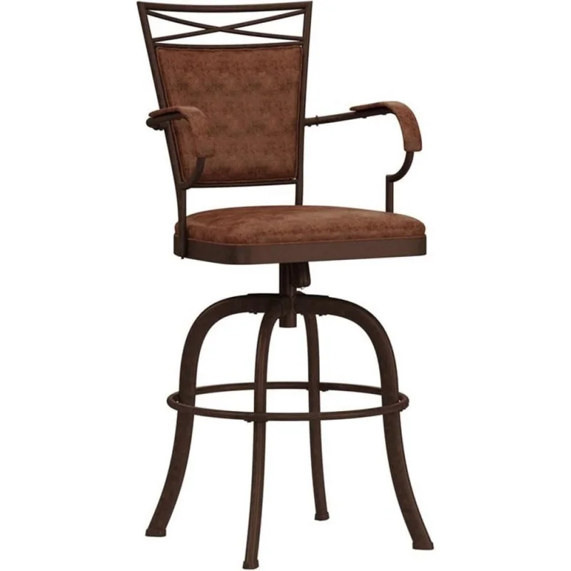 Swivel Tilt Counter Height Bar Stool, Aged Bronze Sturdy Metal Frame, Weathered Brown Faux Leather Cushioned, 360 Degree
Swivel Tilt Counter Height Bar Stool, Aged Bronze Sturdy Metal Frame, Weathered Brown Faux Leather Cushioned, 360 Degree