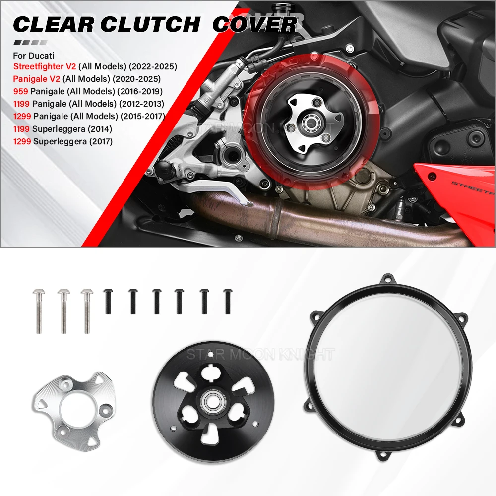 For Ducati PanigaleV2 Panigale959 Panigale1199 1299 Motorcycle Engine Clear Clutch Cover STREETFIGHTER V2 Superleggera 1199 1299
For Ducati PanigaleV2 Panigale959 Panigale1199 1299 Motorcycle Engine Clear Clutch Cover STREETFIGHTER V2 Superleggera 1199 1299