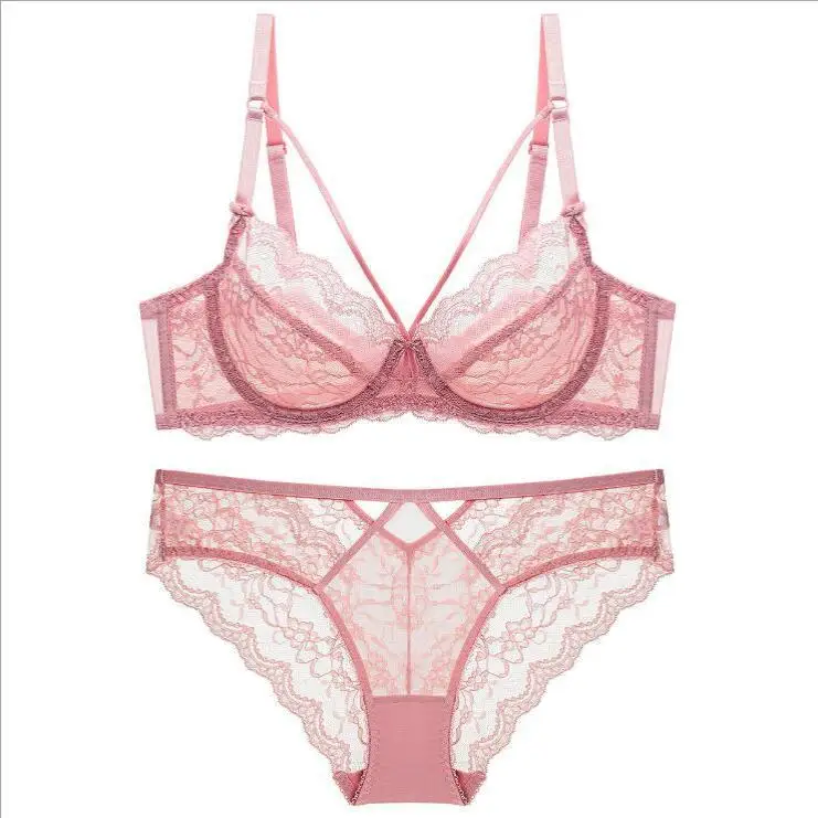 Ultra-Thin Sponge Transparent Bra Set Sexy Lace Women's Underwear Big Chest Appears Small Comfortable Breathable Innerwear
Ultra-Thin Sponge Transparent Bra Set Sexy Lace Women's Underwear Big Chest Appears Small Comfortable Breathable Innerwear