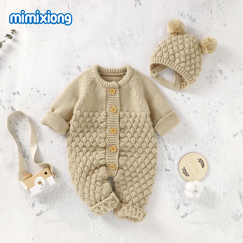 Baby Rompers Hats Clothes Sets Autumn Winter Knit Newborn Boy Girl Long Sleeves Jumpsuits Caps Outfits 0-18m Infant Toddler Wear
Baby Rompers Hats Clothes Sets Autumn Winter Knit Newborn Boy Girl Long Sleeves Jumpsuits Caps Outfits 0-18m Infant Toddler Wear