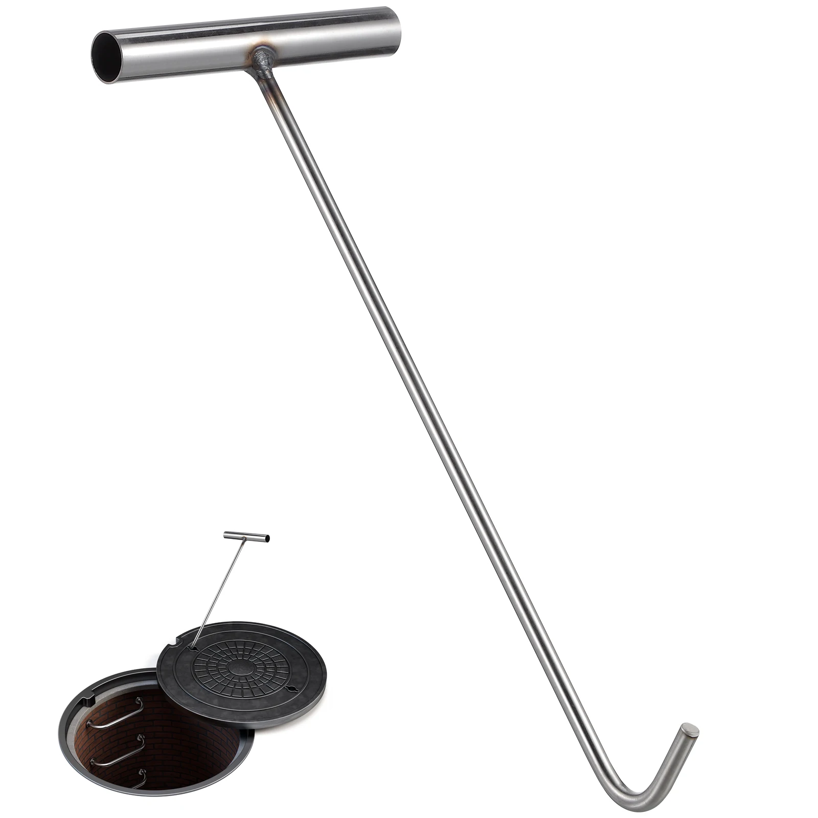 2Pcs T-Shaped Manhole Cover Hooks Heavy Duty Stainless Steel 38cm 8mm Tip for Lifting Doors Pulling Goods Practical Tools
2Pcs T-Shaped Manhole Cover Hooks Heavy Duty Stainless Steel 38cm 8mm Tip for Lifting Doors Pulling Goods Practical Tools