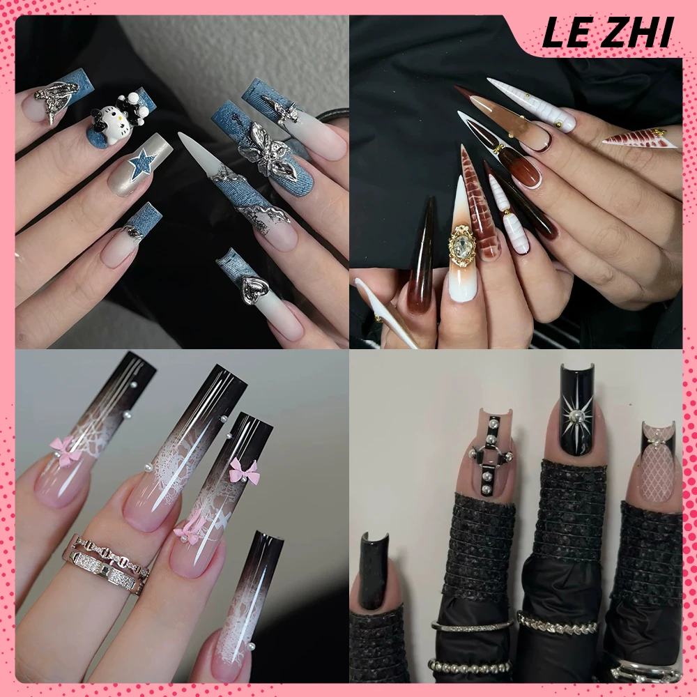 10Pcs Spice Girl Hello Kitty Handmade Press On Nail 3D Flowers Diamond Crocodile Leopard Print Hand Drawn Lines French Fake Nail
10Pcs Spice Girl Hello Kitty Handmade Press On Nail 3D Flowers Diamond Crocodile Leopard Print Hand Drawn Lines French Fake Nail